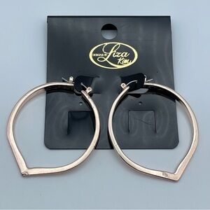 Designs by Liza Kim Rose Gold Tone Teardrop Hoop Earrings 2”